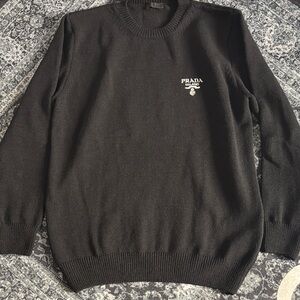 Prada Men's Black Crewneck Sweater Vintage
